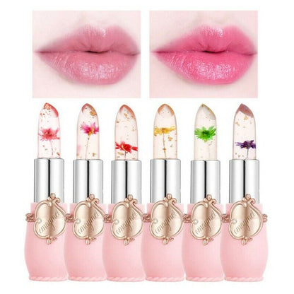 6Pcset Flower Jelly Crystal Long Lasting Lips Tint Color Change Pink Temperature