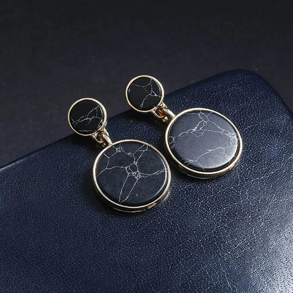 New Fashion round Dangle Korean Drop Earrings for Women Geometric round Heart Gold Color Earring 2021 Trend Wedding Jewelry