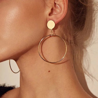 New Fashion round Dangle Korean Drop Earrings for Women Geometric round Heart Gold Color Earring 2021 Trend Wedding Jewelry