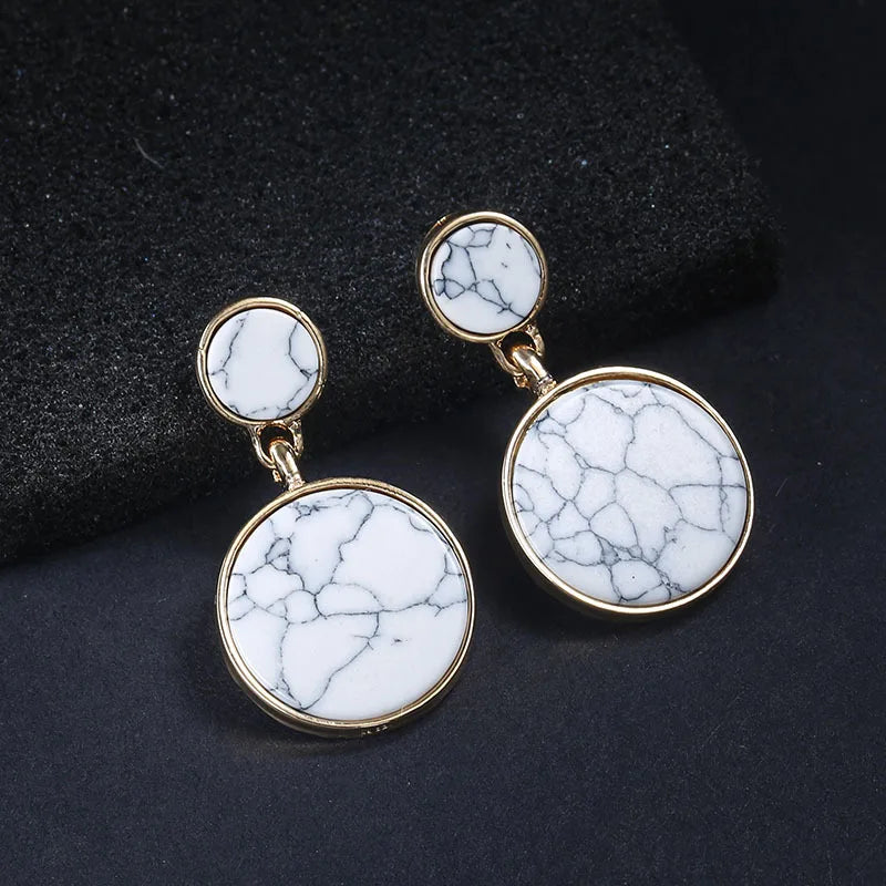 New Fashion round Dangle Korean Drop Earrings for Women Geometric round Heart Gold Color Earring 2021 Trend Wedding Jewelry