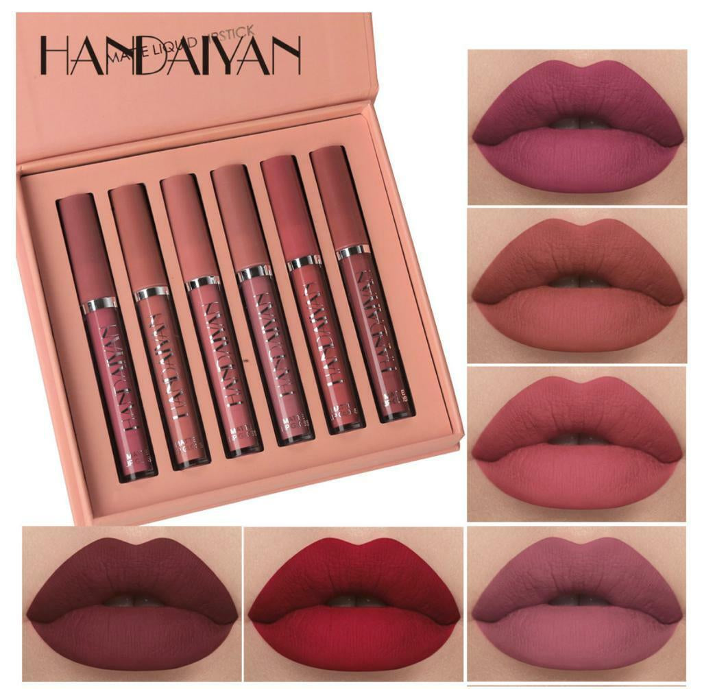 6Pcs/Set Long Lasting Lip Gloss Glazed Matte Beauty Liquid Lipstick Lip Make-Up