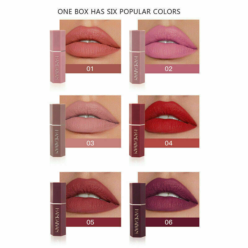 6Pcs/Set Long Lasting Lip Gloss Glazed Matte Beauty Liquid Lipstick Lip Make-Up