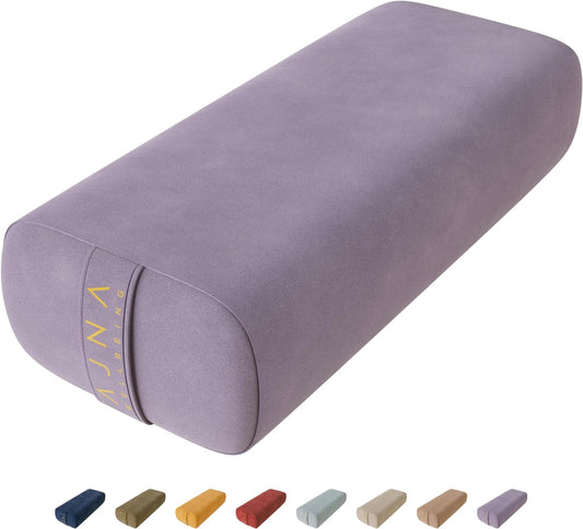 Yoga Bolster Pillow - Luxurious 100% Organic Vegan Suede - Yoga Bolster for Restorative Yoga - Rectangular Yoga Pillow with Carry Handle - Machine Washable Cover