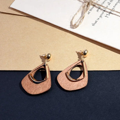 New Fashion round Dangle Korean Drop Earrings for Women Geometric round Heart Gold Color Earring 2021 Trend Wedding Jewelry