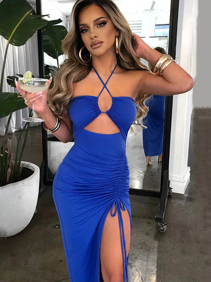 Sleeveless  Female Midi Backless Dresses Slim Night Club Party